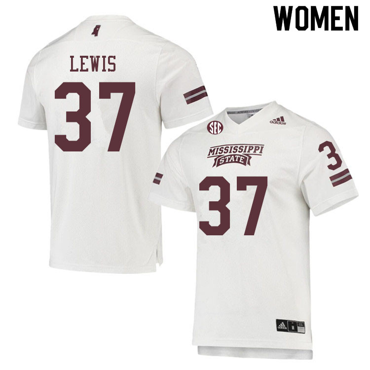 Women #37 John Lewis Mississippi State Bulldogs College Football Jerseys Sale-White - Click Image to Close